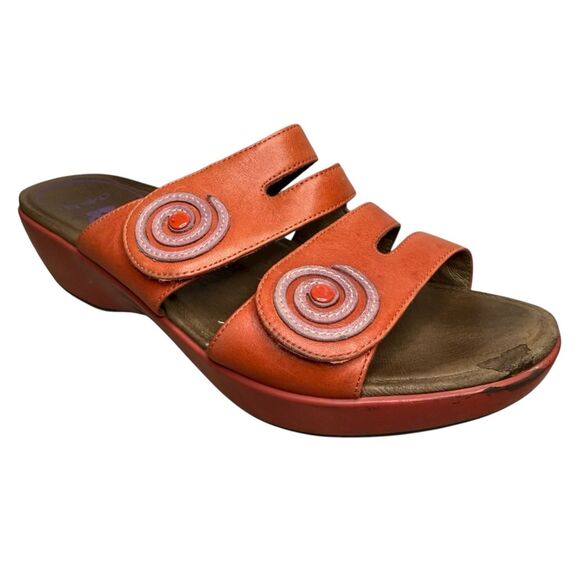 Dansko Women’s EU 40 US 10 Dixie Coral Leather Sandals Slip On Spiral Artsy - Picture 1 of 7